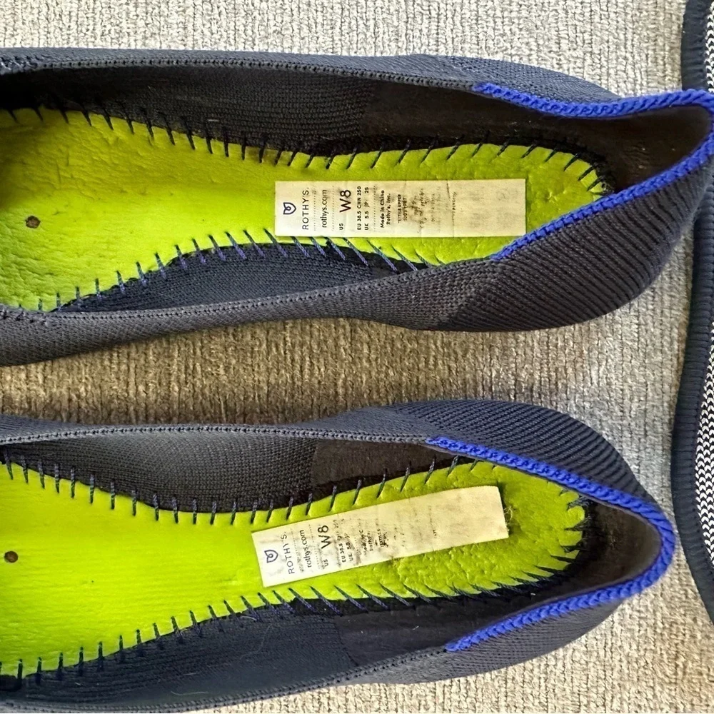 Rothy's The Square Starling Blue Cap Toe Flats